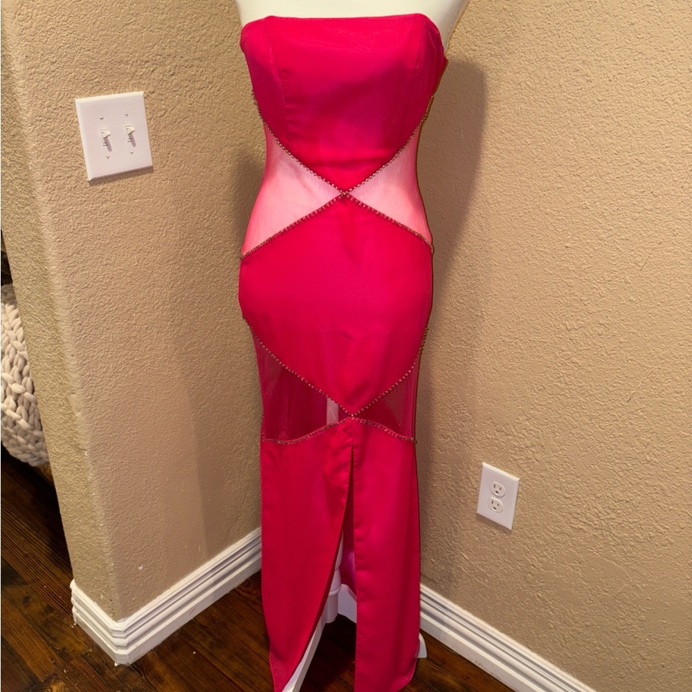 Milano Strapless Hot Pink Dress